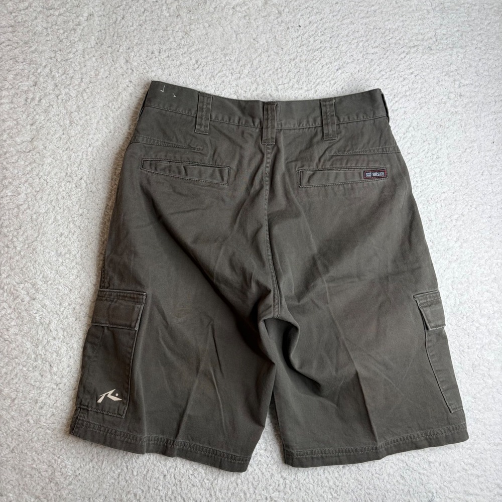 Rusty Mens Cargo Shorts Brown Olive Y2K Paratrooper Cotton Twill Size 30